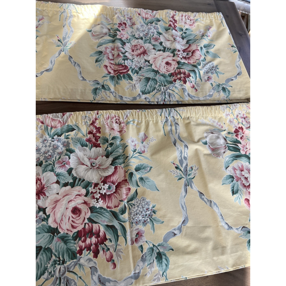 Ralph Lauren Rare Evelyn Yellow Floral Straight Valances 140x16 Custom Vintage